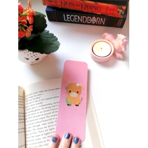 Cute Highland Cow Bookmark Pink