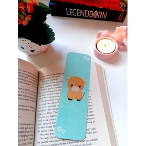 Cute Highland Cow Bookmark Green