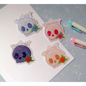 Holographic Skull Stickers, Dead Inside, Waterbottle Stickers