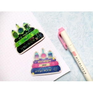 Holographic Spellbook stickers, Witchy stickers