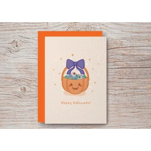 Cute and creepy halloween postcard