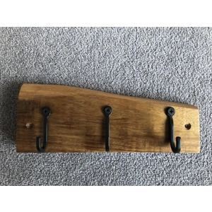 Hardwood three-hook coat hook