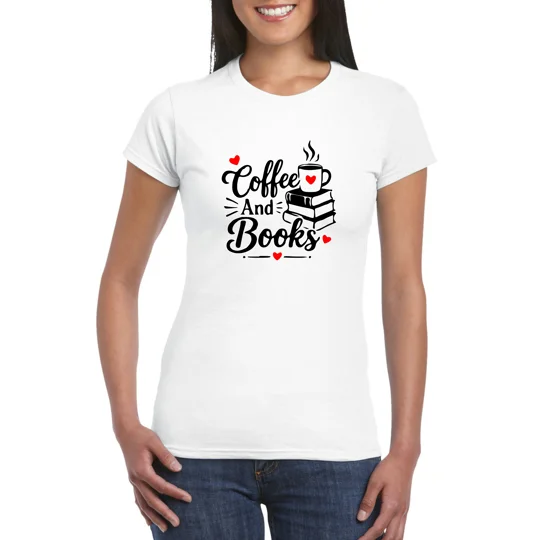Coffee And Books Ladies T-Shirt