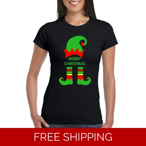 Merry Christmas Elf Ladies T-Shirt