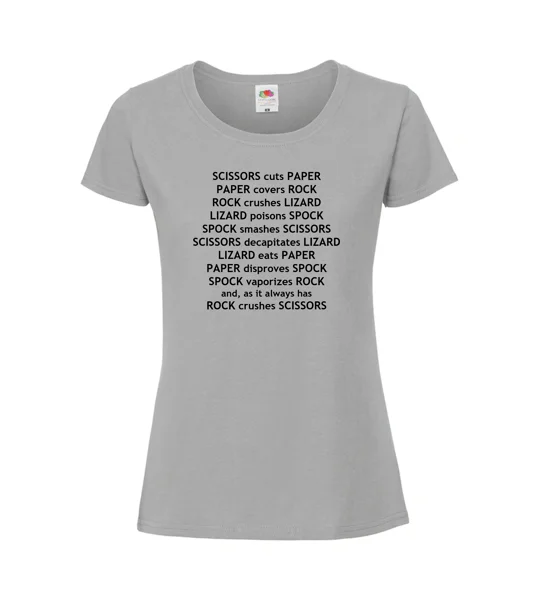 Rock paper Scissors Lizard Spock Rules Ladies T-Shirt