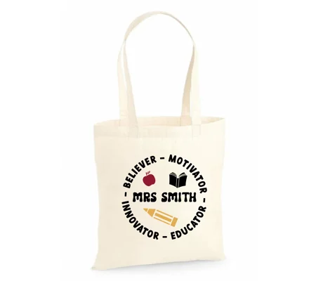 Teacher Tote Bag, Circle Design