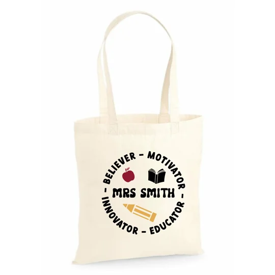 Teacher Tote Bag, Circle Design