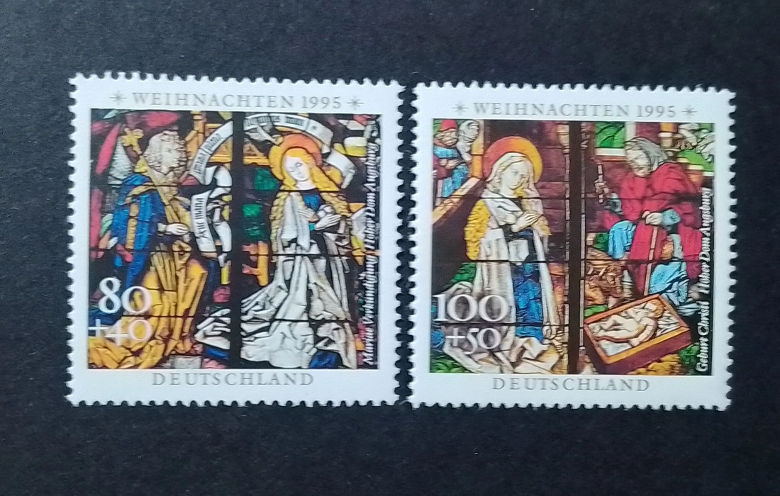 Christmas stained glass windows in Augsburg cathedral 1995 MNH