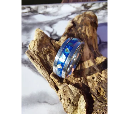 Stainless steel and Abalone shell ring