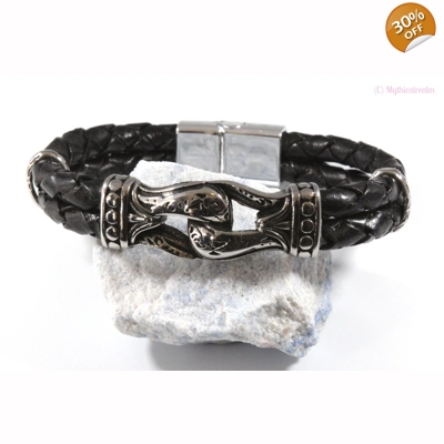 leather and stainless steel pattern claw bracelet leather and stainless steel pattern claw bracelet