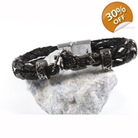 leather and stainless steel bike bracelet