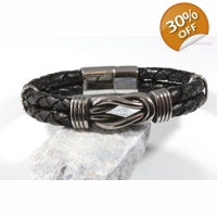 leather and stainless steel knot bracelet Style F