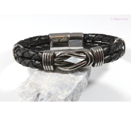 leather and stainless steel knot bracelet Style F