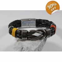 leather and stainless steel knot bracelet