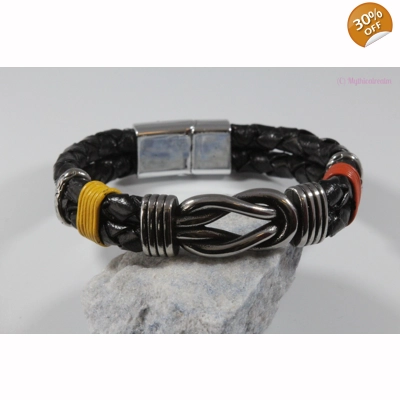 leather and stainless steel knot bracelet