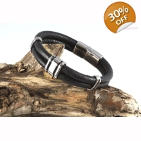 leather and stainless steel bracelet Style A