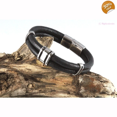 leather and stainless steel bracelet Style A
