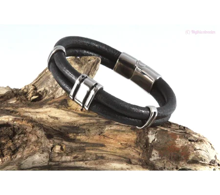 leather and stainless steel bracelet Style A
