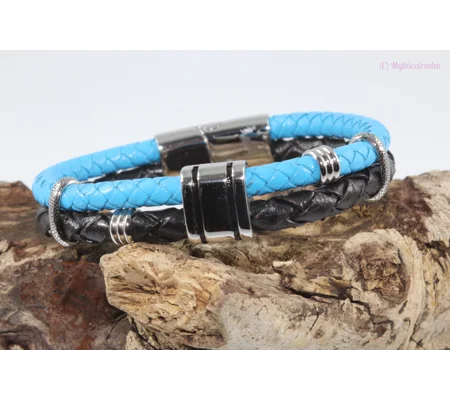 leather and stainless steel bracelet Style K