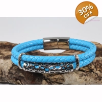 leather and stainless steel bracelet Style M