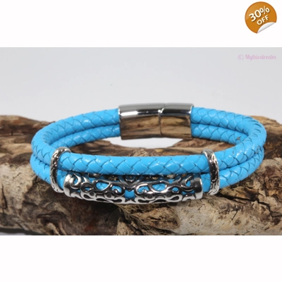 leather and stainless steel bracelet Style M