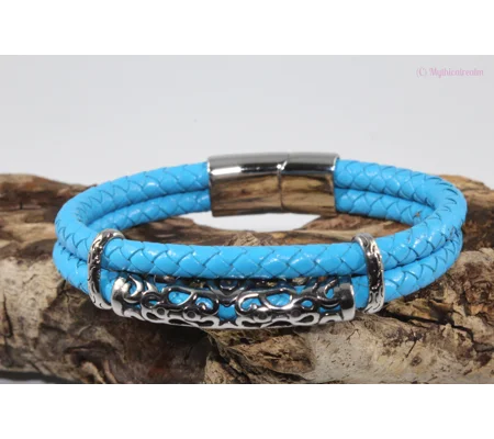leather and stainless steel bracelet Style M
