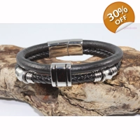 leather and stainless steel bracelet Style L