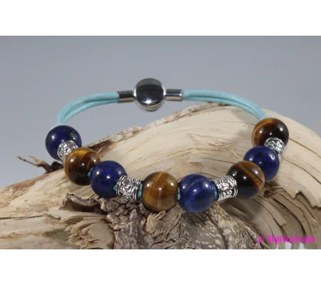 Leather and Natural Stone Bracelet Style H8