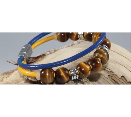 Leather and Natural Stone Bracelet Style D3