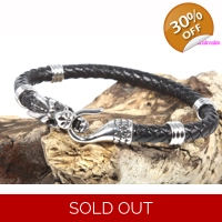 Leather and Stainless Steel Bracelet Style N