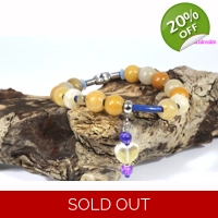 Leather and Natural Stone Bracelet Style L12