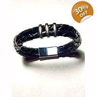 leather and stainless steel bracelet Style J