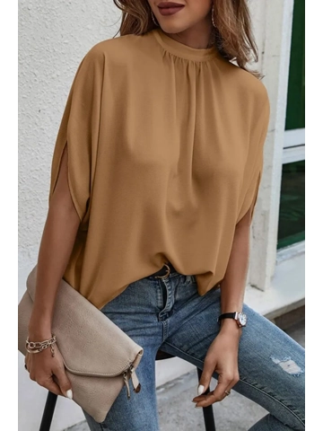 Tie Back Slit Half Sleeve Blouse