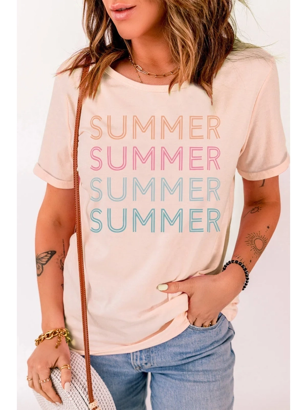 SUMMER Cuffed Round Neck Tee