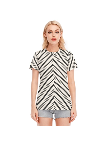 Motiff Women's Round Neck T-shirt - Black Stripe