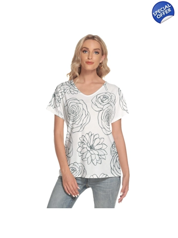 Motiff V-Neck Short Sleeve T-Shirt - White
