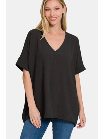Zenana Full Size V-Neck Short Sleeve Top