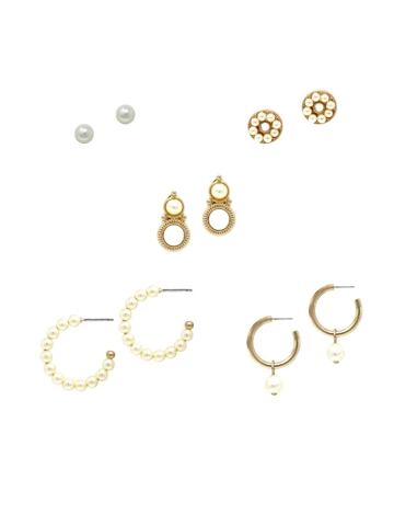 Classic Pearl Earrings Set Of 5
