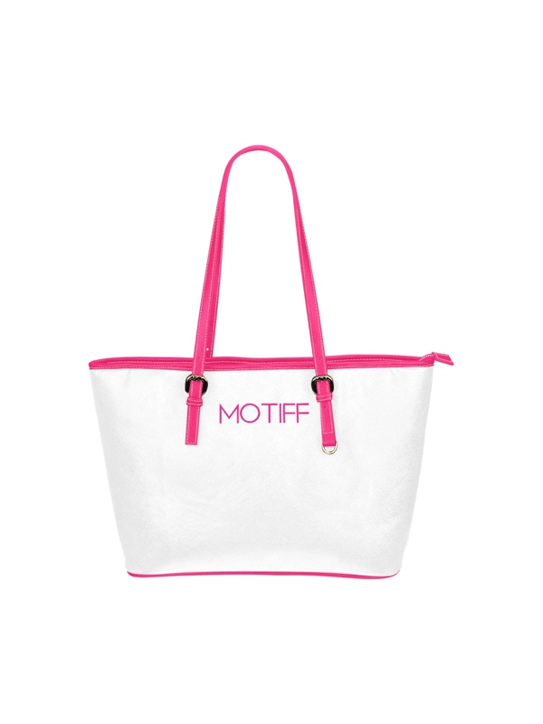 Motiff Leather Tote Bag/Large - White/Pink