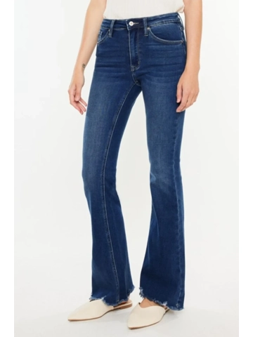 Kancan Cat's Whiskers Raw Hem Flare Jeans