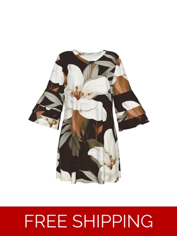 Motiff Stacked Ruffle Sleeve Dress