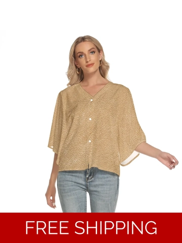 Motiff Shop Bat Sleeve V-Neck Top