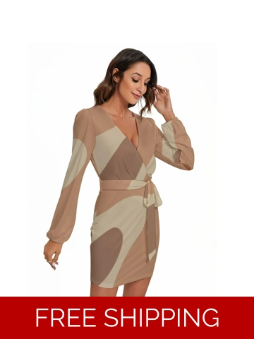 Motiff Long Sleeve Dress with Waist Belt