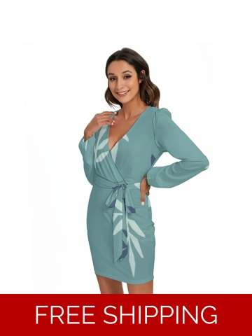 Motiff Long Sleeve Dress with Waist Belt