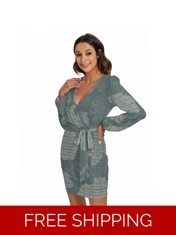 Motiff Long Sleeve Dress with Waist Belt