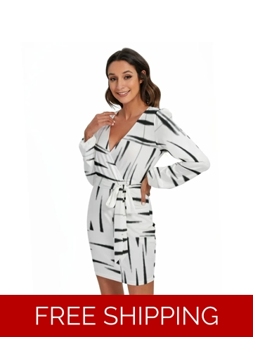 Motiff Long Sleeve Dress with Waist Belt