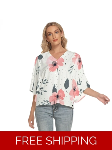 Motiff Shop Bat Sleeve V-Neck Top