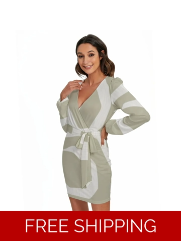 Motiff Long Sleeve Dress with Waist Belt