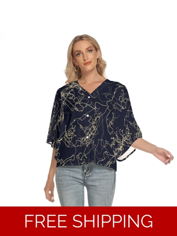 Motiff Shop Bat Sleeve V-Neck Top