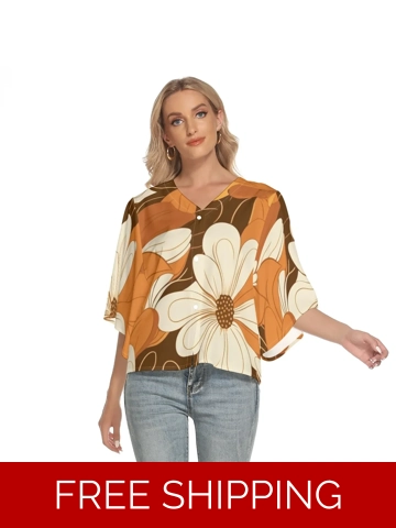Motiff Shop Bat Sleeve V-Neck Top
